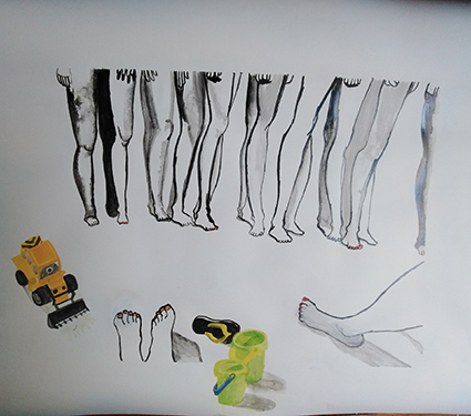 complément d'objet encre et acrylique 60/50cm